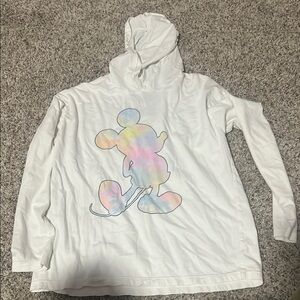 Disney White and Pink Long Sleeve Tee with Mickey Design